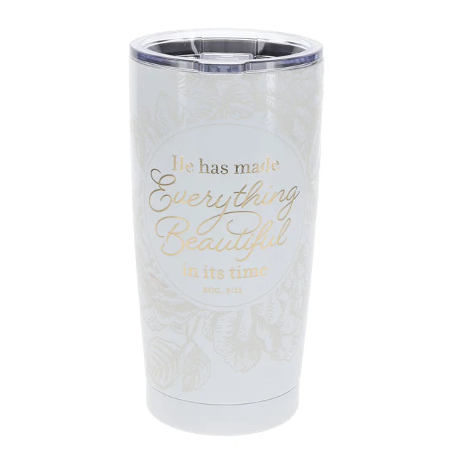 He Has Made Everything Beautiful In Its Time White Stainless Steel Travel Mug