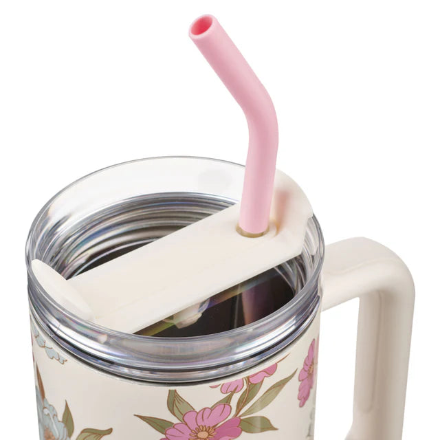 He Has Made Everything Beautiful Ivory Large Stainless Steel Mug with Handle and Straw