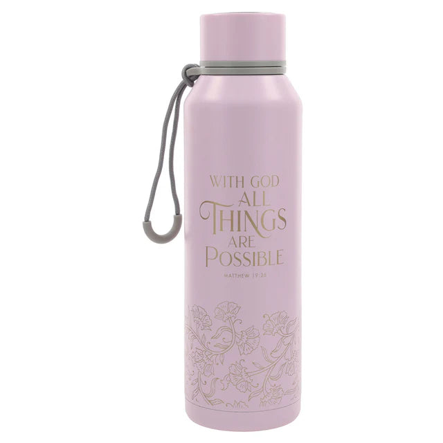 With God All Things Are Possible Pink Stainless Steel Water Bottle