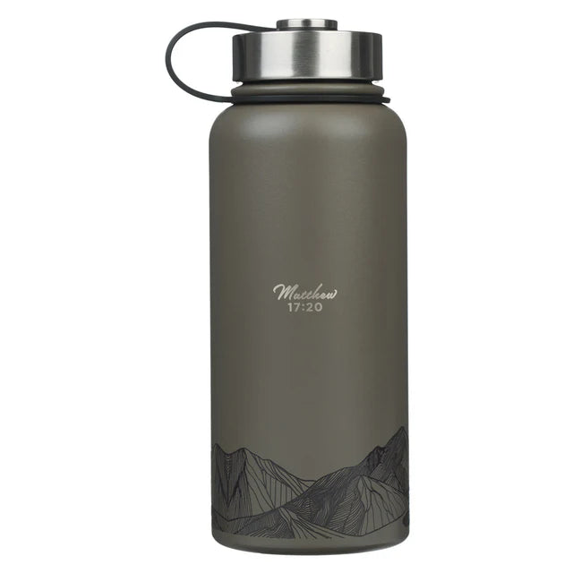Faith Mountains Dark Brown Stainless Steel Water Bottle