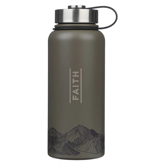 Faith Mountains Dark Brown Stainless Steel Water Bottle