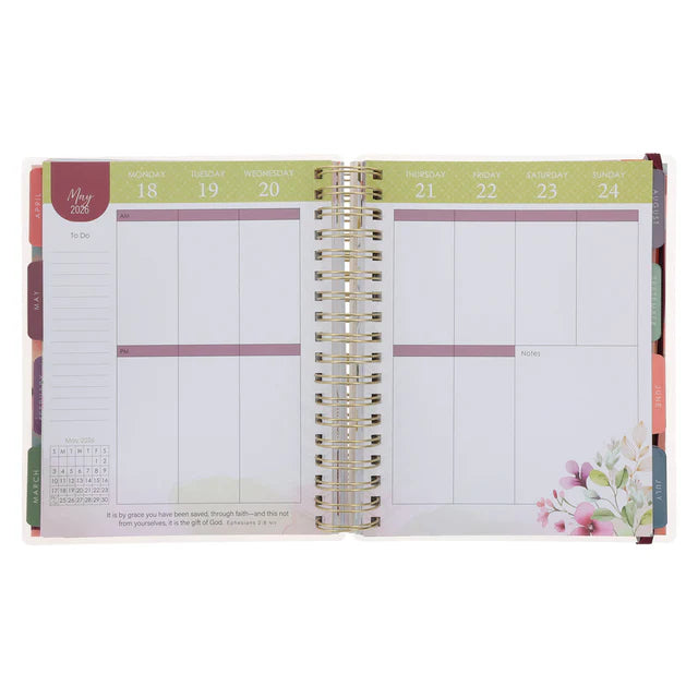 2026 Diary - 18-Month Planner for Women - Grace upon Grace - Wirebound