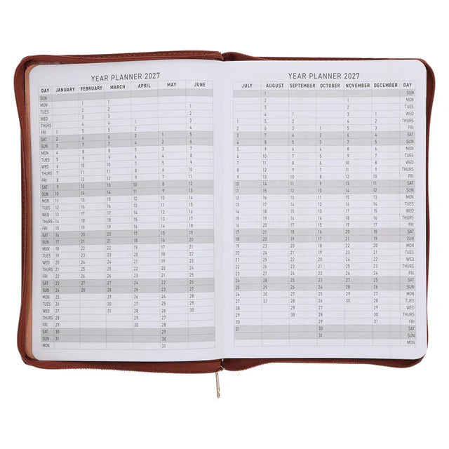 2026 Executive Diary - Daily Planner - The Lord is My Strength - Faux Leather with Zip