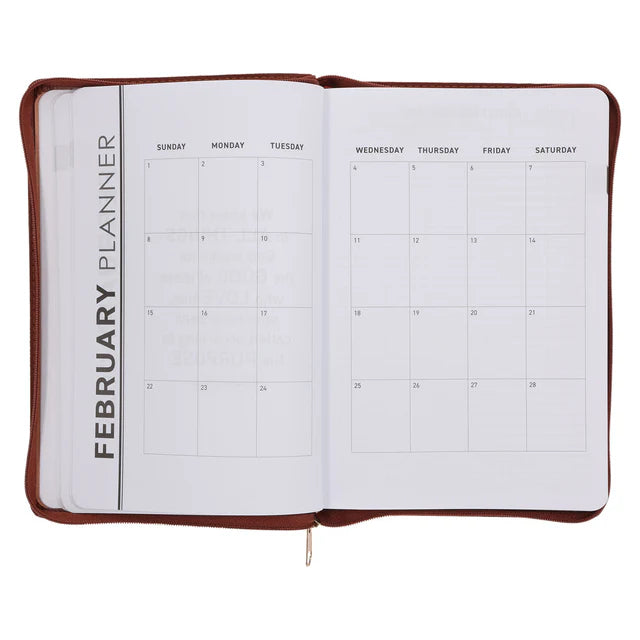 2026 Executive Diary - Daily Planner - The Lord is My Strength - Faux Leather with Zip