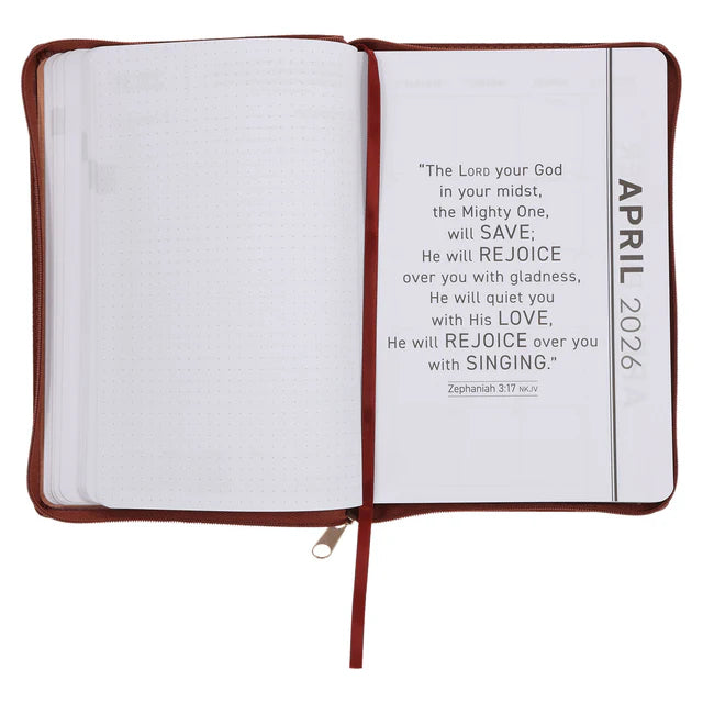 2026 Executive Diary - Daily Planner - The Lord is My Strength - Faux Leather with Zip