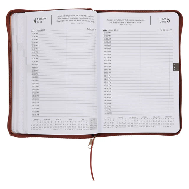 2026 Executive Diary - Daily Planner - The Lord is My Strength - Faux Leather with Zip