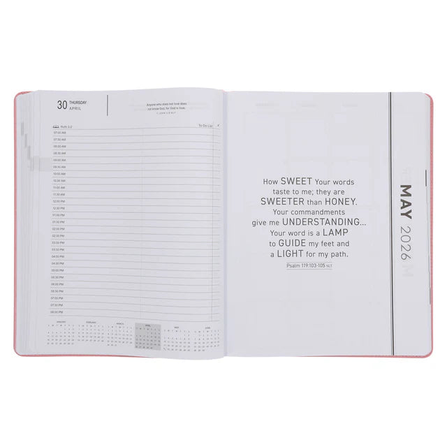 2026 A4 Executive Diary - Daily Planner - God Is Our Refuge and Strength - Faux Leather