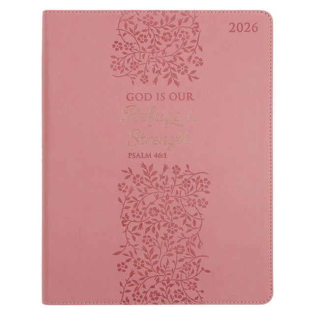 2026 A4 Executive Diary - Daily Planner - God Is Our Refuge and Strength - Faux Leather