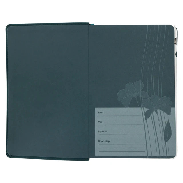 NLV Olyfgroen Met Goue Blomme Kunsleer Standaard Bybel Met Duimgrepe