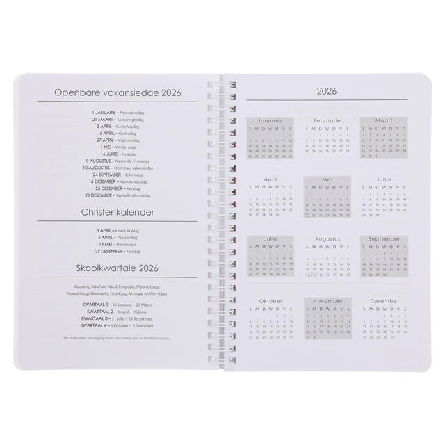 2026 Dagboek - Dagbeplanner - Die Here Is My Sterkte en My Beskerming - Ringbind