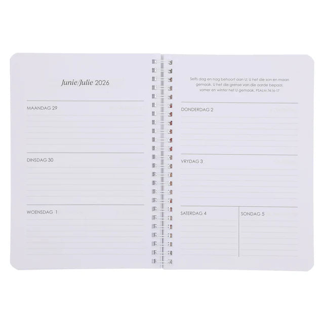 2026 Dagboek - Dagbeplanner - Die Here Is My Sterkte en My Beskerming - Ringbind