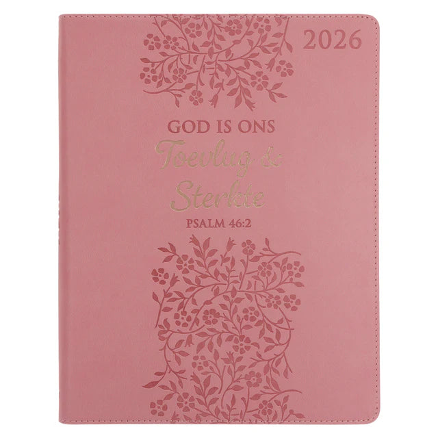 2026 A4 Dagboek - Professionele Jaarbeplanner - God Is Ons Toevlug en Ons Sterkte - Kunsleer