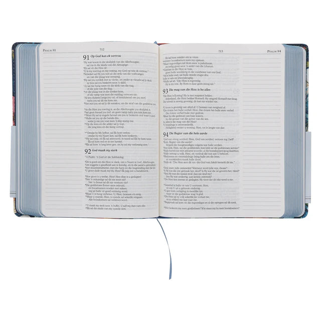 NLV Donkerblou Blomme Kunsleer Joernaal-Bybel