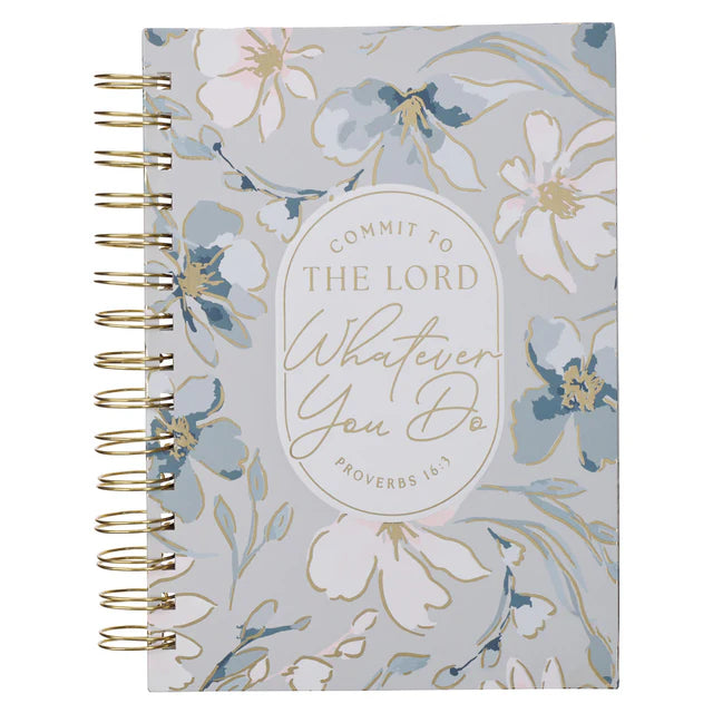 Commit to the Lord Whatever You Do Floral Large Hardcover Wirebound Journal