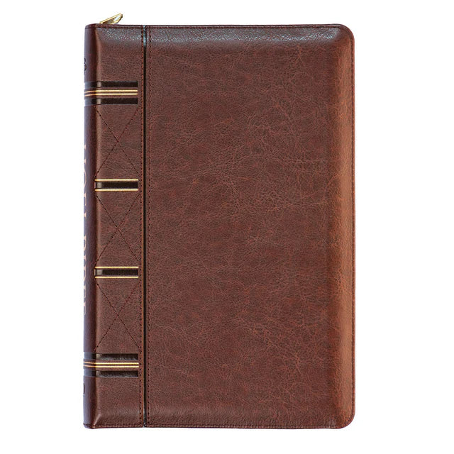 ESV Dark Brown Faux Leather Compact Bible With Zip
