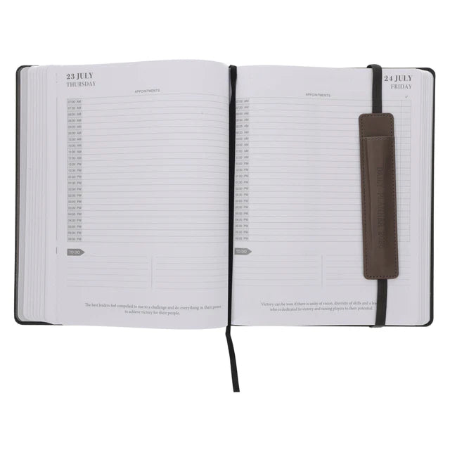 2026 John Maxwell A4 Diary - Daily Planner Black and Brown - Imitation Leather