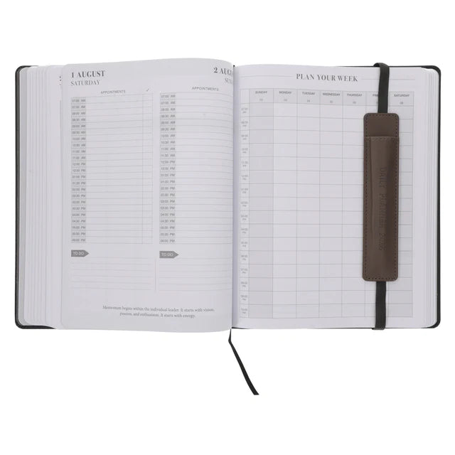 2026 John Maxwell A4 Diary - Daily Planner Black and Brown - Imitation Leather