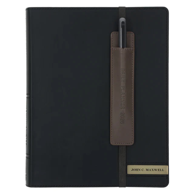 2026 John Maxwell A4 Diary - Daily Planner Black and Brown - Imitation Leather