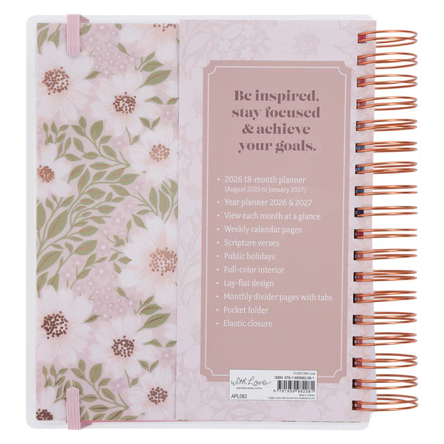 2026 Diary - 18-Month Planner for Women - Thankful Grateful Blessed - Wirebound