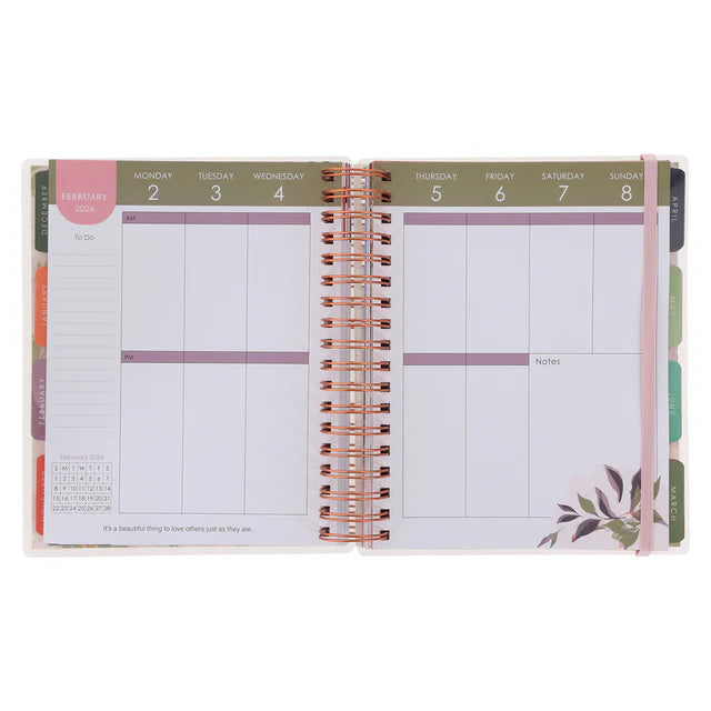 2026 Diary - 18-Month Planner for Women - Thankful Grateful Blessed - Wirebound