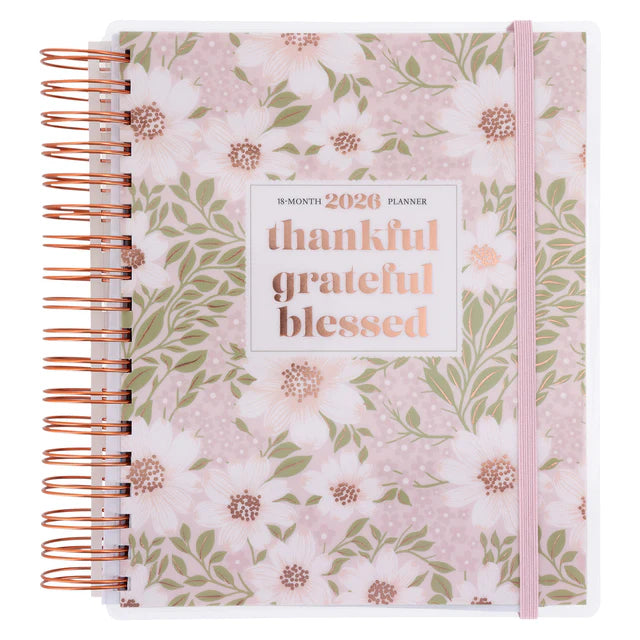 2026 Diary - 18-Month Planner for Women - Thankful Grateful Blessed - Wirebound