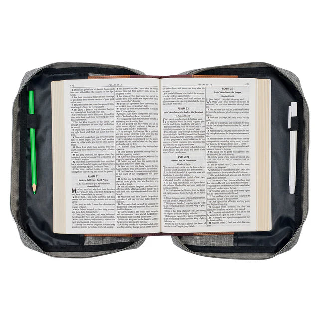 Strong & Courageous Joshua 1:9 Gray (Poly-Canvas Bible Bag)